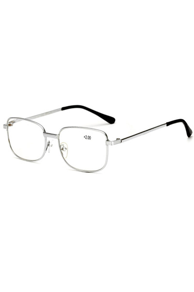Choice10 +250 Silver Metal Frame Reading Glasses Men Square Full Frame Glasse...
