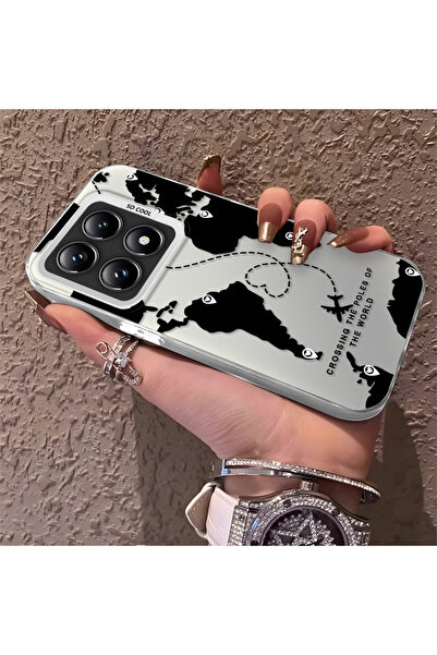 PATTERNOVA Mi 14T Pro Uyumlu Yüksek Kalite Dünya Haritalı Kılıf, Çizilmeye Da...