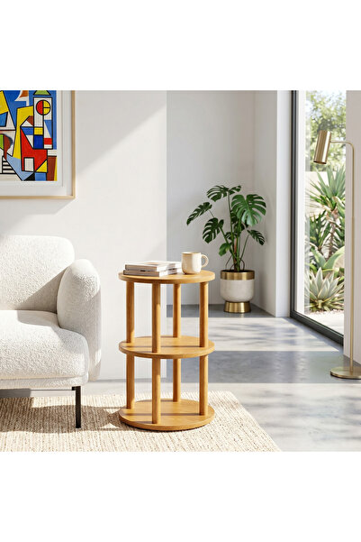 furnirem 3 Katlı Yuvarlak Yan Sehpa 60x35 cm
