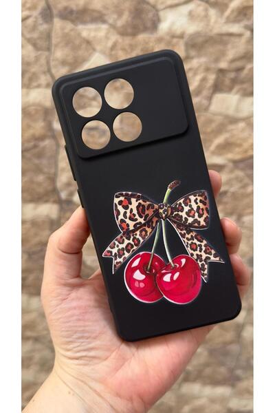 Vip Case Poco X6 Pro 5G Uyumlu Kiraz Leopar Fiyonk Desenli Silikon Darbe Emic...