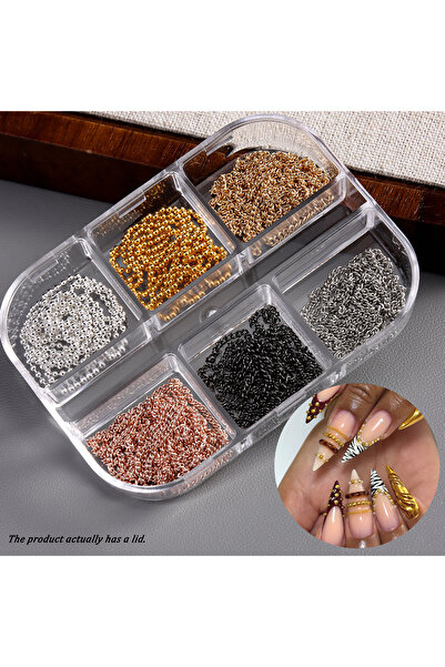 Choice1 سلاسل معدنية لتزيين الأظافر 6G-HLT01، سلسلة ذهبية وفضية للأظافر، زينة...
