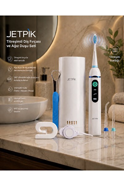 Jetpik 3’ü 1 Arada: Titreşimli Diş Fırçası + Ağız Duşu
