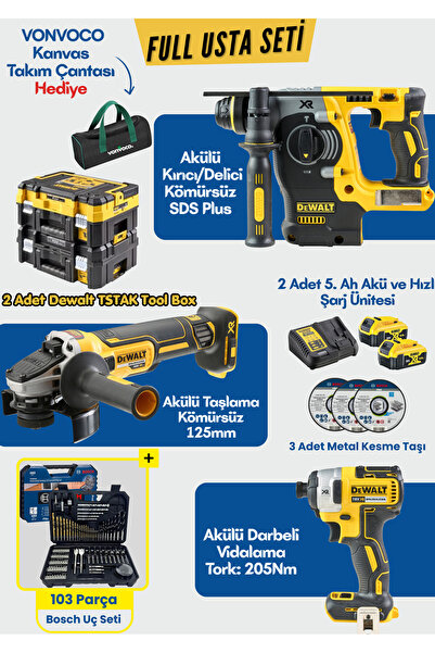 Dewalt DCK305P2T-QW Şarjlı 3 Lü Set DCH273 18v XR Akülü Kırıcı Delici Matkap ...