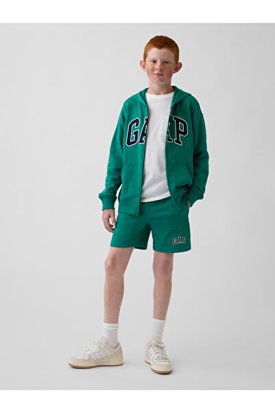 GAP Erkek Çocuk Yeşil Relaxed Grafik Fransız Havlu Kumaş Pull-On Şort