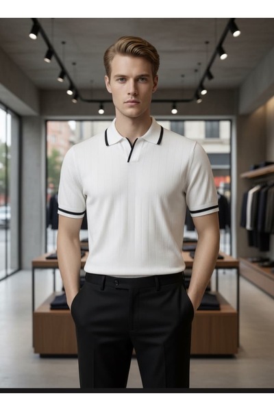 Yeblin White Collar Knitwear T-Shirt