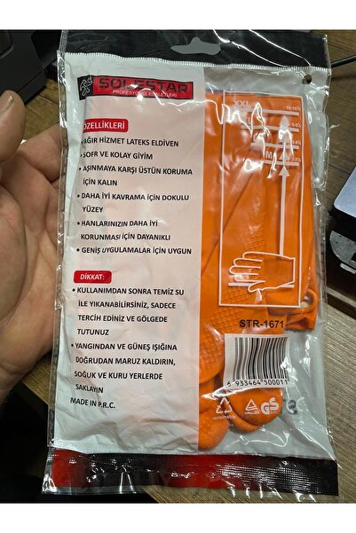 solestarr extra güçlü kauçuk eldiven turuncu XL