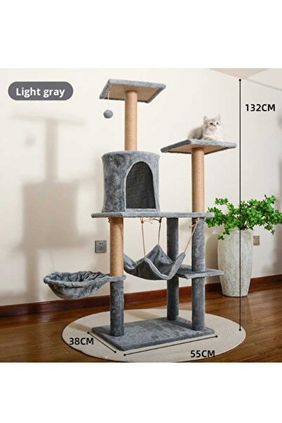OEM Wooden cat climbing set, height 130 cm, minimalist design with house,