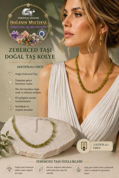 GÜMÜŞTEL EL SANATLARI Certified Zeberced Necklace Natural Stone