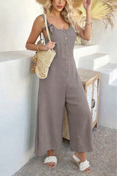 MODAVERA Women's round neck aerobin jumpsuit with bird eye detail and front b...