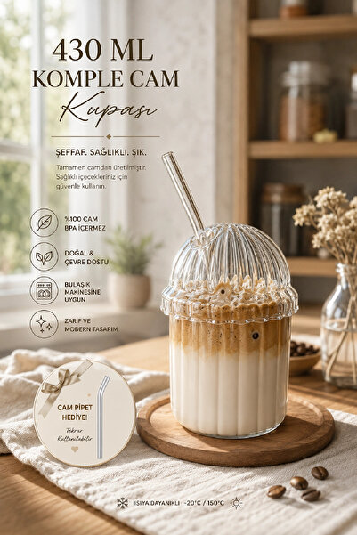 Berdina Home Dome Lid Glass with Straw Heat Resistant Eggglass Nordic Coffee ...