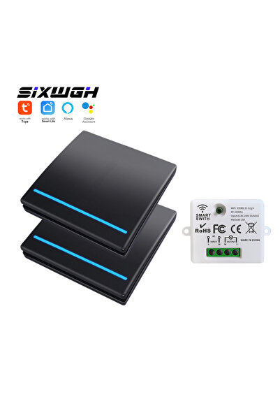 Choice1 مفتاح لاسلكي 2x1Gang 1Receiver B Tuya WiFi بتردد RF433MHz للتحكم الصو...
