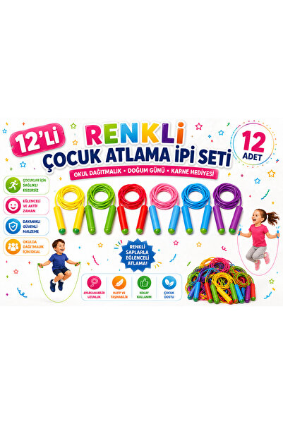 KAR TANESİ 12’li Renkli Çocuk Atlama İpi Seti – Okul Dağıtmalık Doğum Günü He...