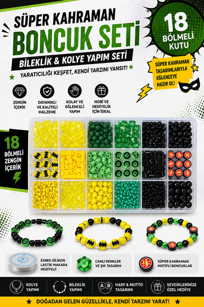 By MO Accessories Erkek Çocuklar İçin Hobi Boncuk Süper Kahraman Figürlerle B...