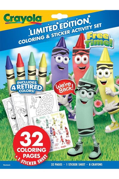 Crayola Retired Colors Free Time Coloring & Activity Set – Includes 32 Pages,...