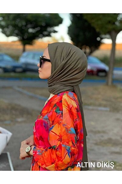 ALTIN DİKİŞ Soft Textured Combed Cotton Shawl Headscarf -Khaki-