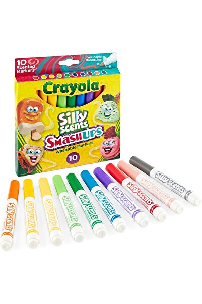 Crayola ١٠ أقلام تلوين قابلة للغسل بخطوط عريضة برائحة مميزة