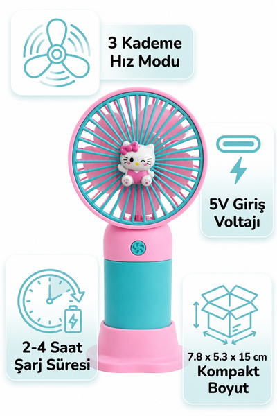 ALFAGİFT USB Şarjlı Mini El Fanı Taşınabilir Sessiz Masaüstü Vantilatör Mini Fan