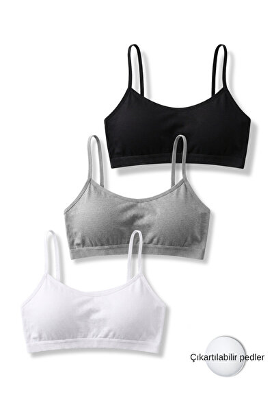 Panfilia 95% Cotton Girls' Lycra Combed Cotton Thin Straps Padded Training Br...