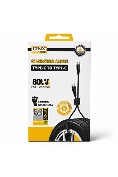 lam3a كابل شحن سريع DENX Type-C إلى Type-C بقدرة 80W موديل DX041