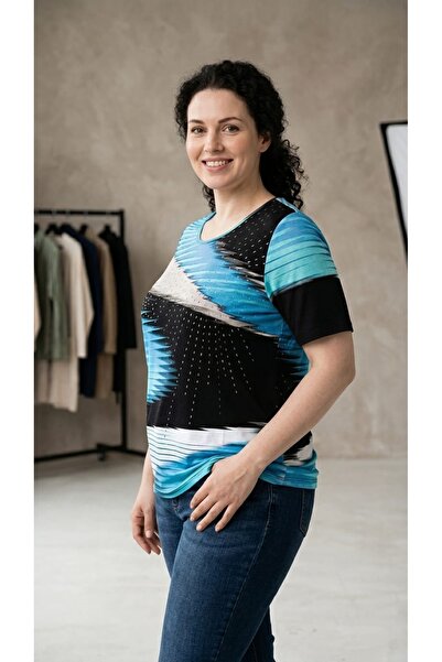 MAXLEVEL MODA Variety Printed Plus Size Women's Bluz