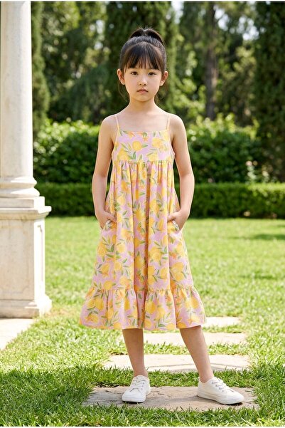 LCW STEPS Pink Square Collar Girl's Dress