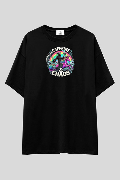 UmbraWear Caffeine & Chaos T-Shirt |   Unisex 100% Cotton Brown Unicorn Print...