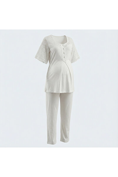 Lady Lingerie Maternity Pajama Set 2 Piece – Short Sleeve Top & Adjustable Wa...