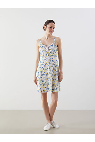 LC Waikiki Square Neckline Bi̇p Strap Mini Dress
