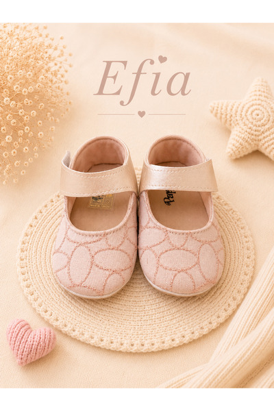 Efia Baby Bebek Babet Ayakkabı,İlkadım,Simli Patik Süslü Bebek Ayakkabısı