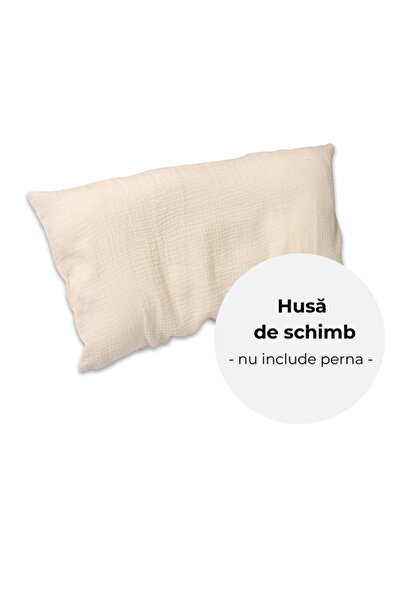Kidizi Husa din bumbac pentru perna ergonomica copii din muselina Ivory, 30x5...