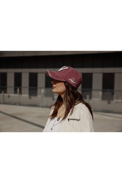 ATELİER TUĞBA Şpk050 Vintage W Letter Detail Washed Antique Hat