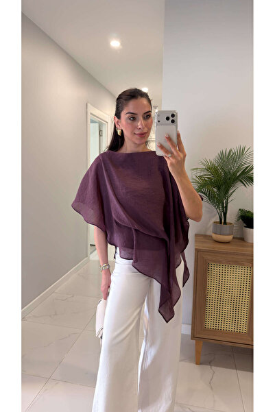 BİRCANÇİL Fesry Plum Asymmetrical Cut Blouse