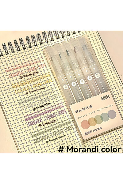 Choice Morandi color -5pcs 5-Pack Clear View Highlighter Pens Double Head Sof...