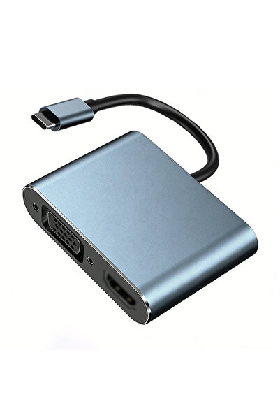 Choice 4-in-1 Hub 4-in-1 USB C Hub with VGA and HDTV Dual Output, USB 3.0, PD...