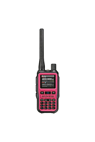 Choice جهاز اتصال لاسلكي ثنائي النطاق BAOFENG UV-5R Mini باللون الوردي مع منف...