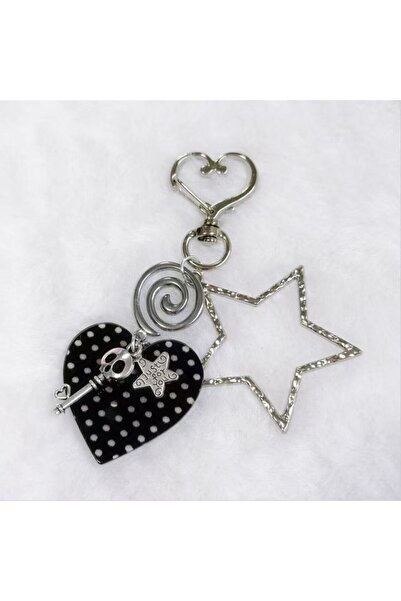 Choice Acrylic black Dark, Sweet & Edgy Heart & Star Keyring; Skull & Polka D...