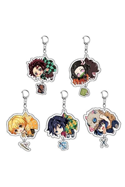 Choice4 Bandai 5PCS Hot Demon Slayer Tanjiro Kamado Acrylic Keychain Anime Pe...