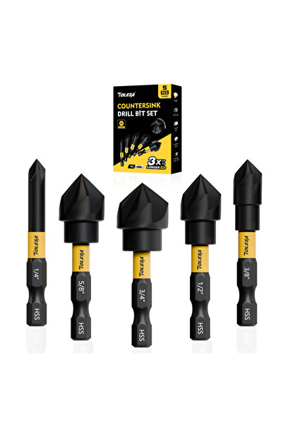 Choice Hexagonal 5 pcs set TOLESA 5PCS Countersink Drill Bit Set 1/4" Hex Sha...