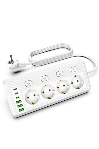 Choice EU Plug White EU desktop corner power strip, a power Socket with multi...