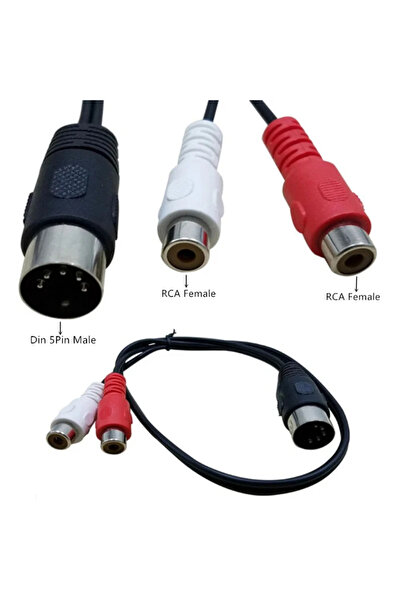 Choice 0.5m black Din 5pin Male To 2 Rca Female Professional Grade Audio Cabl...