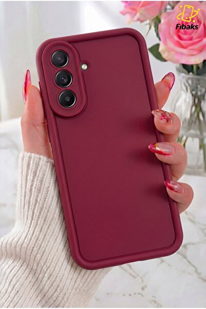 Fibaks Galaxy A57 Kılıf Kamera Korumalı Yumuşak Dokulu Darbe Emici Bordo Sili...