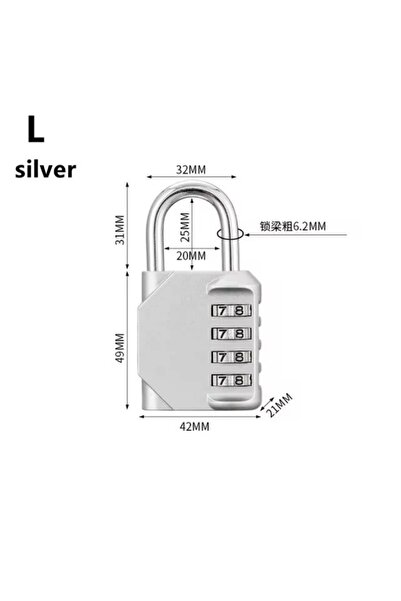 Choice1 L-Silver 4 Digit Padlock Password Locks Zinc Alloy Weatherproof Lock ...