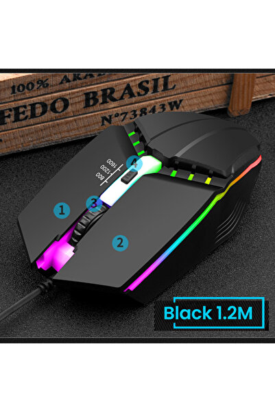 Choice ماوس ألعاب سلكي USB بإضاءة خلفية RGB سوداء صامتة للكمبيوتر المكتبي وال...