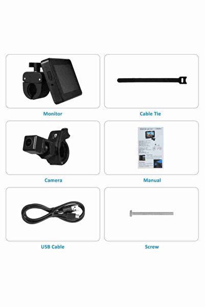 Choice black Bike Rear View Camera 1080P 4.3in HD Display Screen Real-Time Ro...