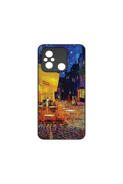 bestcase Тънък стъклен калъф, съвместим с Xiaomi Redmi 12C, Ван Гог Кафене © ...