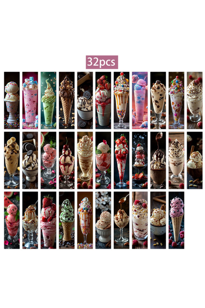 Choice Mixed Color 32pcs Ice Cream Theme Bookmarks,Food Photography Style,Per...