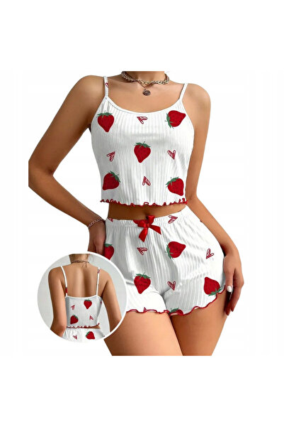 SNM 2-Piece Pyjamas, SNM, Sexy Strawberry & Heart Print, Ribbed Elastic with ...