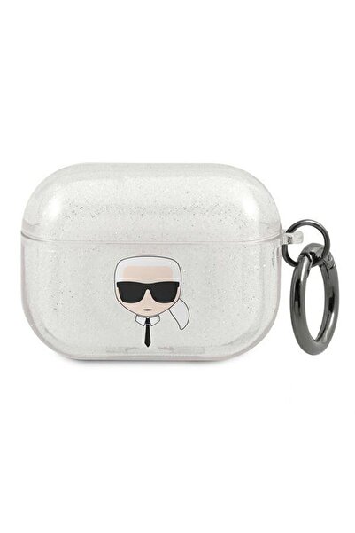 Karl Lagerfeld Θήκη Σιλικόνης Karl`s Head Glitter για Apple AirPods Pro Ασημί