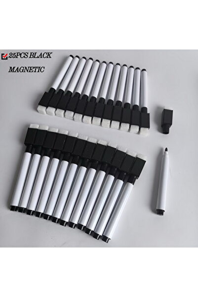 Choice nonmagnetic 25pcs 25Pcs Black Dry Erase Markers with Eraser Cap White ...