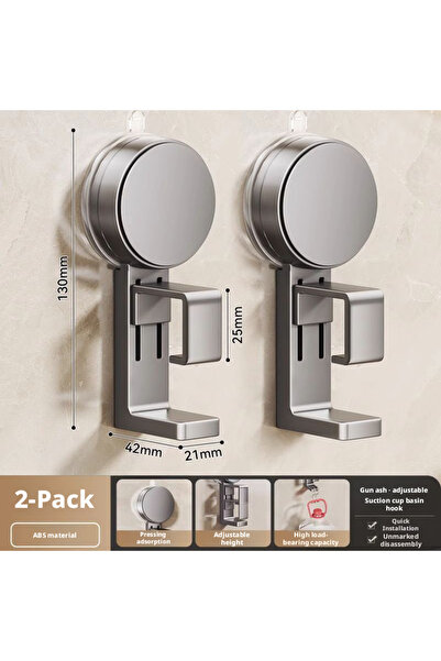Choice3 2pcs-Gery 2/3pcs Suction Cup Basin Hook No-Drill Bathroom Storage Rac...